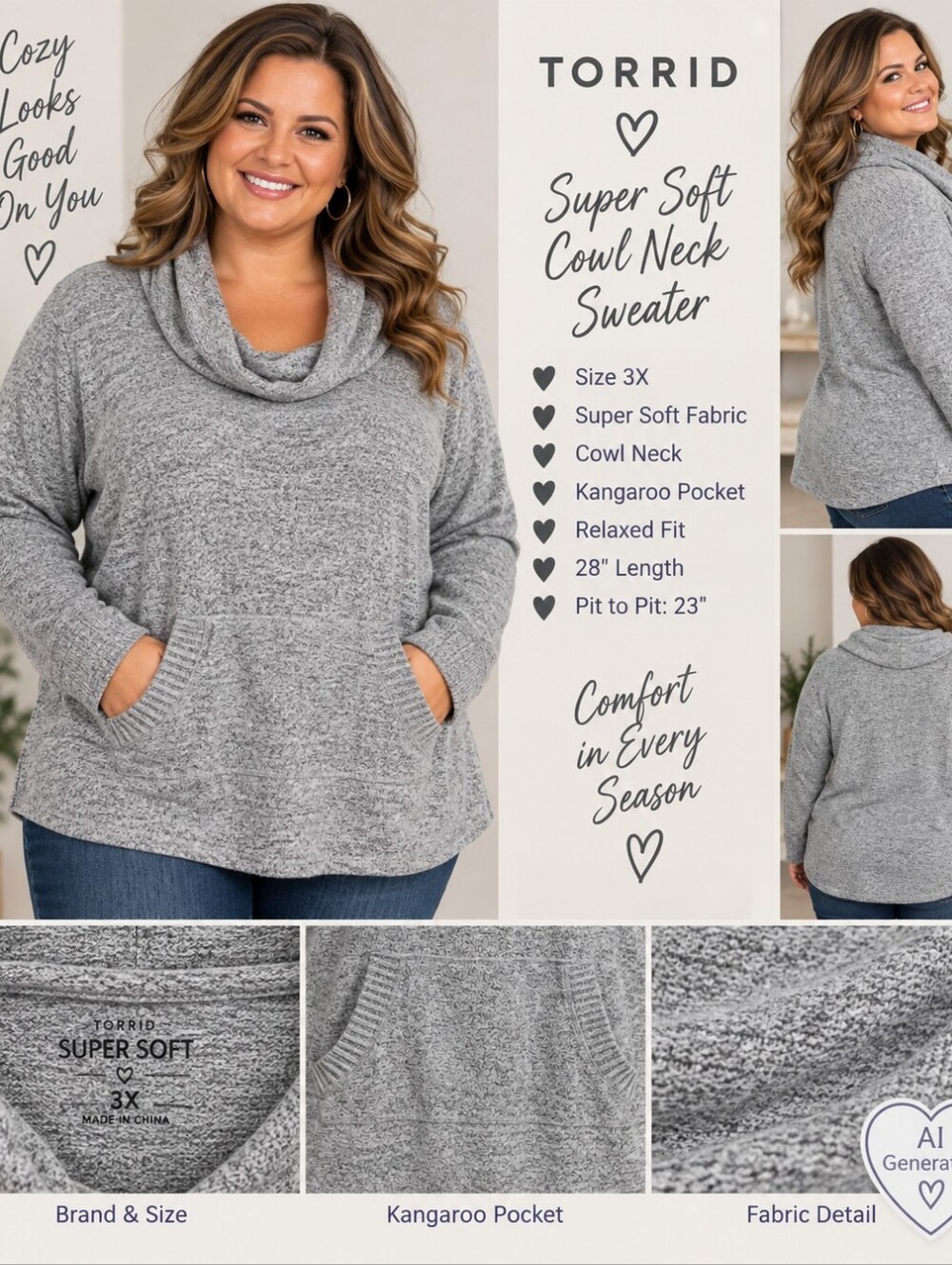 Torrid Super Soft Plush Cowl Neck Sweater